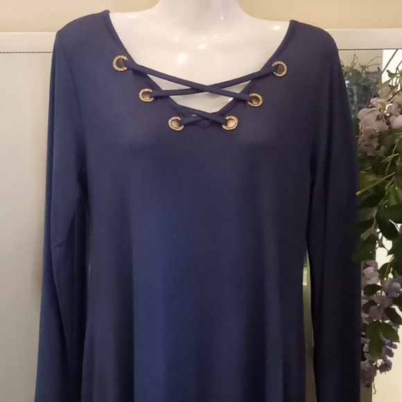 Belle by Belldini Blue Bling Tunic Top - Picture 2 of 13